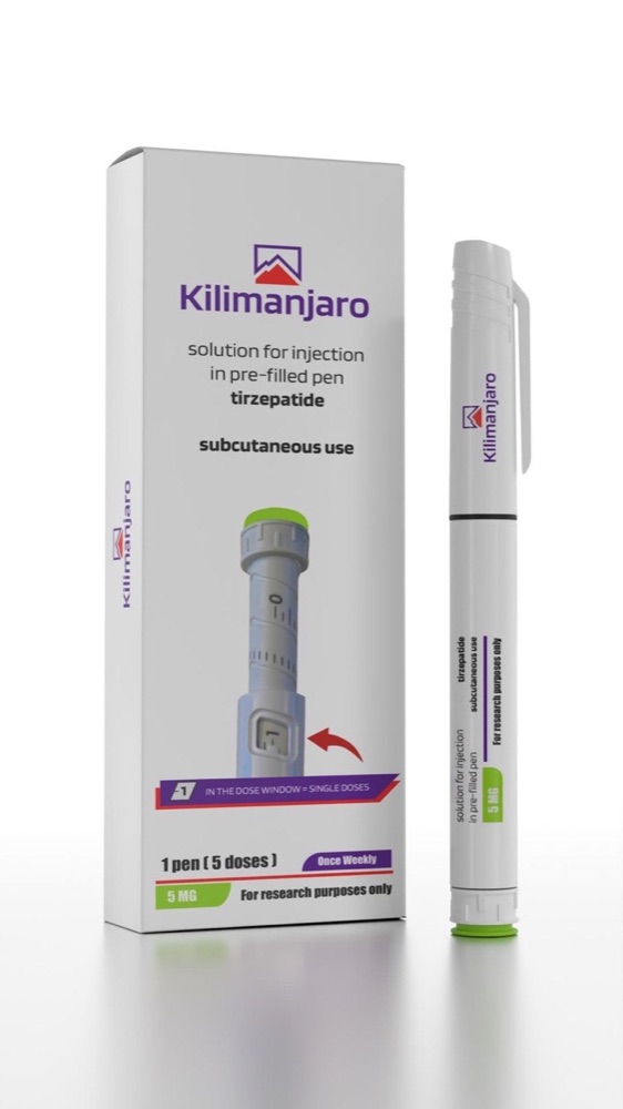 Kilimanjaro 5 mg tirzepatide pen and box, green
